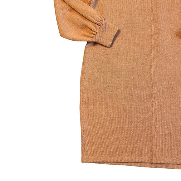 Vintage St. John by Marie Gray Camel Knit Mock Neck Sweater Dress Size 8 - Picture 2 of 8